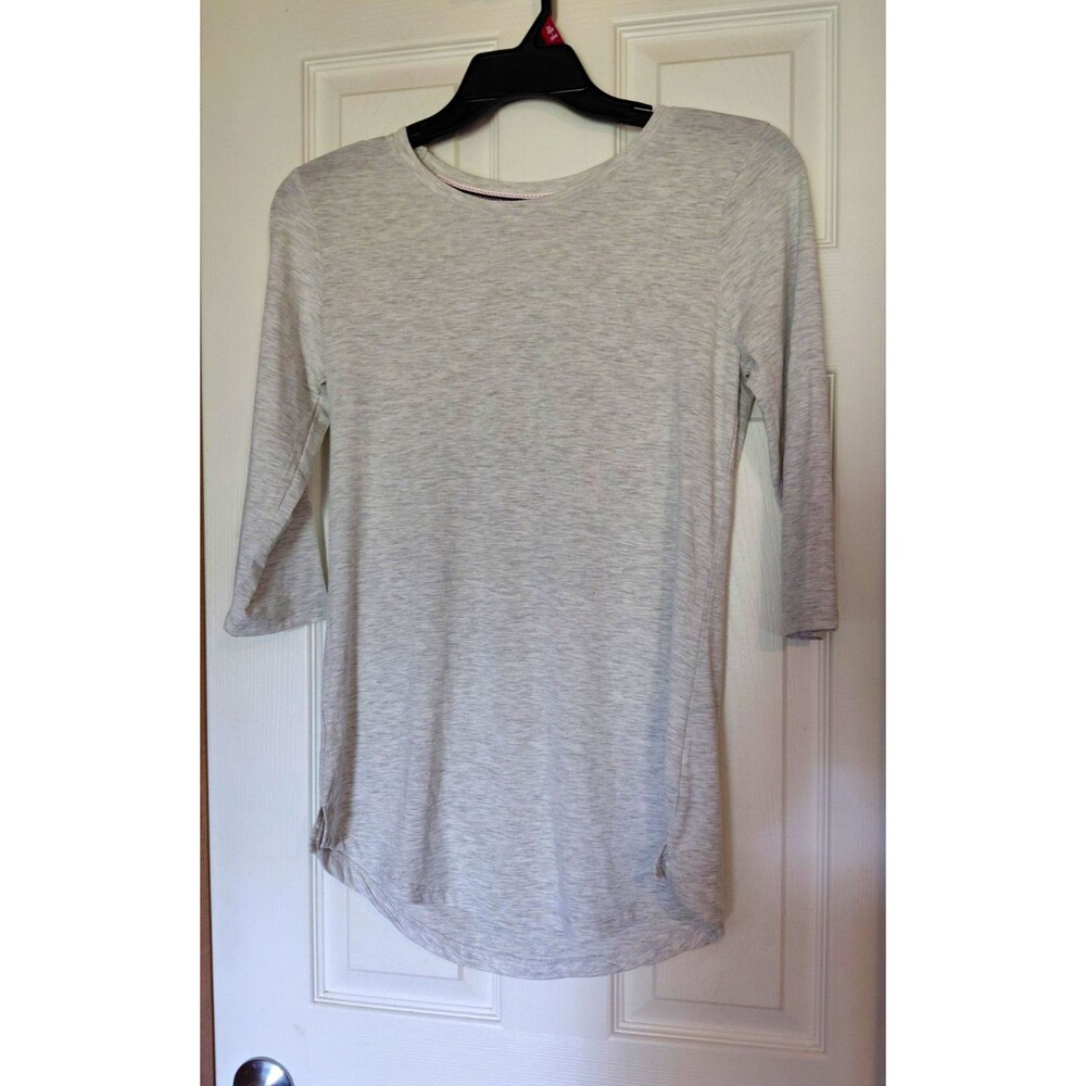 Bobbie Brooks Gray Solid Knit Top 3/4 Sleeve Round Neck Stretch Size S